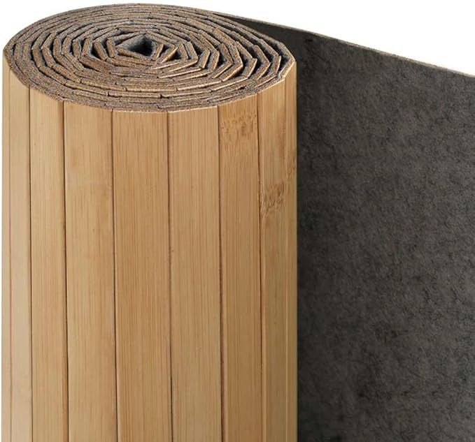 Light Brown Bamboo Room Divider 250x165cm Roll-Up Privacy Screen Home Office