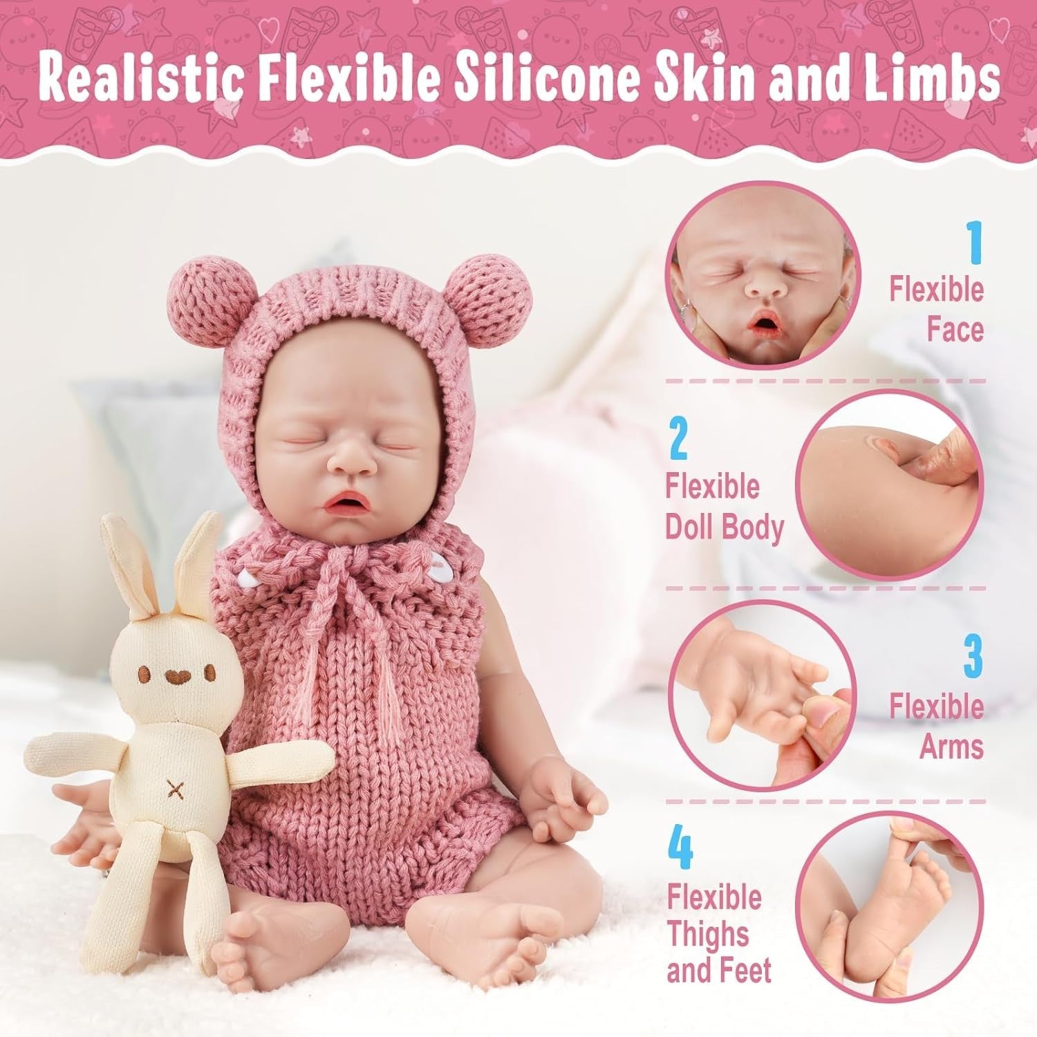 12” Full Silicone Baby Doll Girl Realistic Newborn Bathable