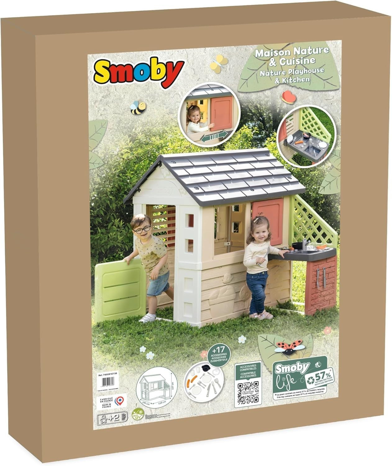 Kids Indoor Outdoor Playhouse with Kitchen Sustainable Plastic Garden House