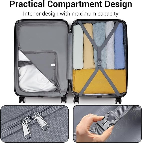 Mid-Size Check-In Suitcase 24” ABS+PC Spinner Wheels with TSA Lock