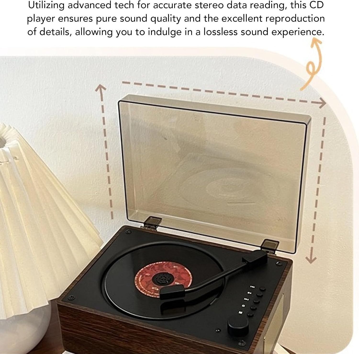 Retro Suitcase Bluetooth CD Player Speaker Remote USB AUX Walnut