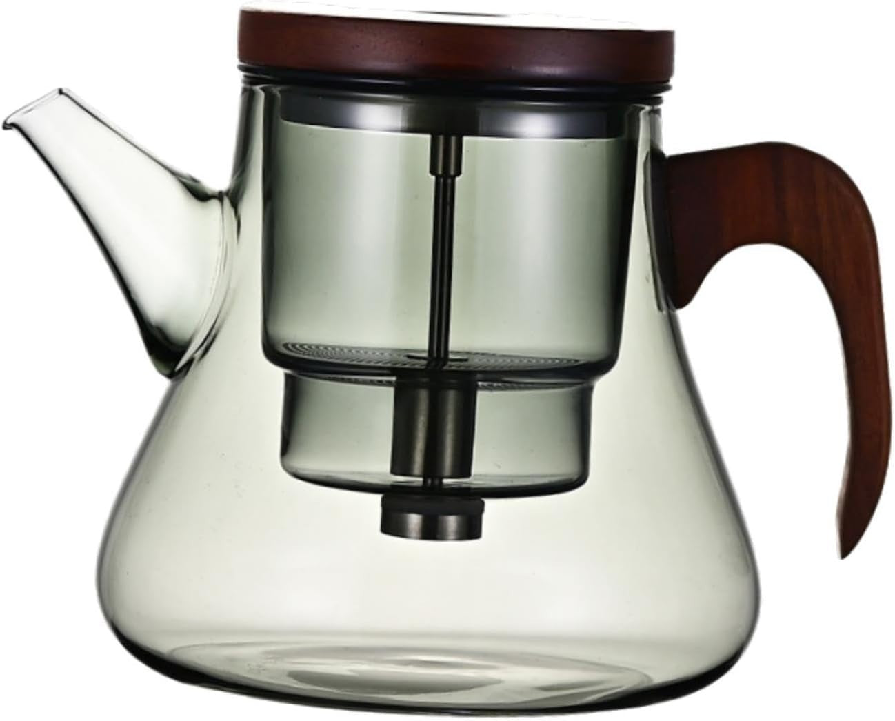 700ml Glass Teapot with Tea Strainer Water Separation Wood Handle