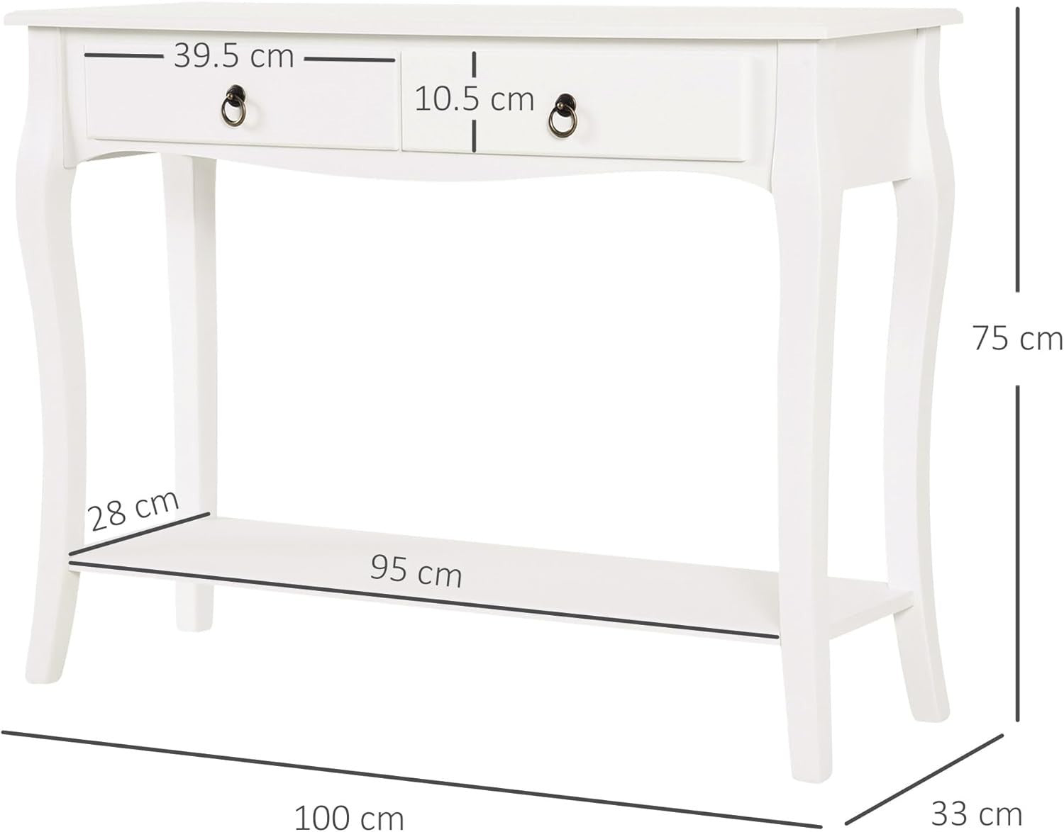 Modern Console Table with Storage Drawers & Shelf – Elegant Living Room Desk
