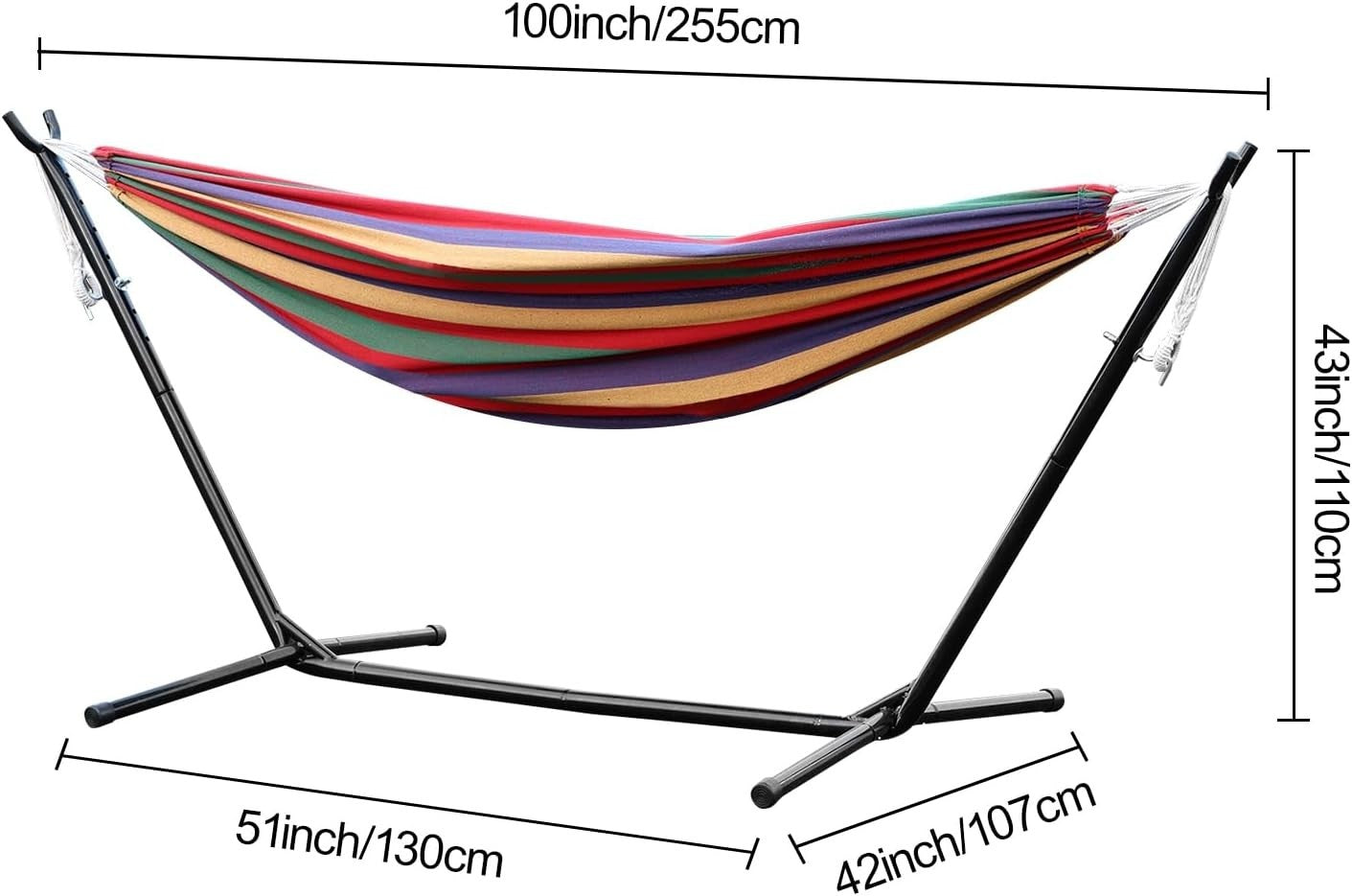 Red Double Hammock with Stand | 440lb Capacity | Portable Outdoor Garden Bed