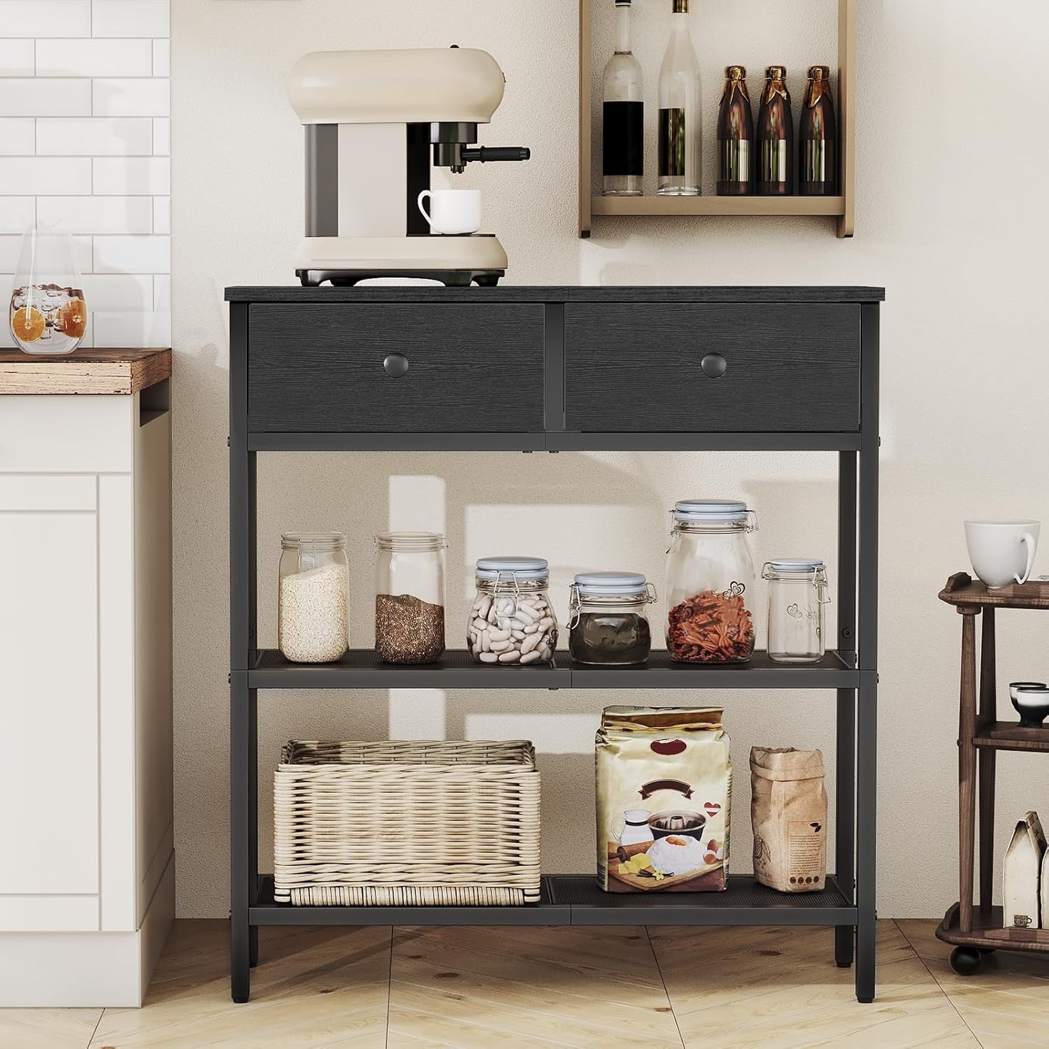 Slim Console Table with 2 Drawers, Storage Shelves, Compact Hallway & Living Roo