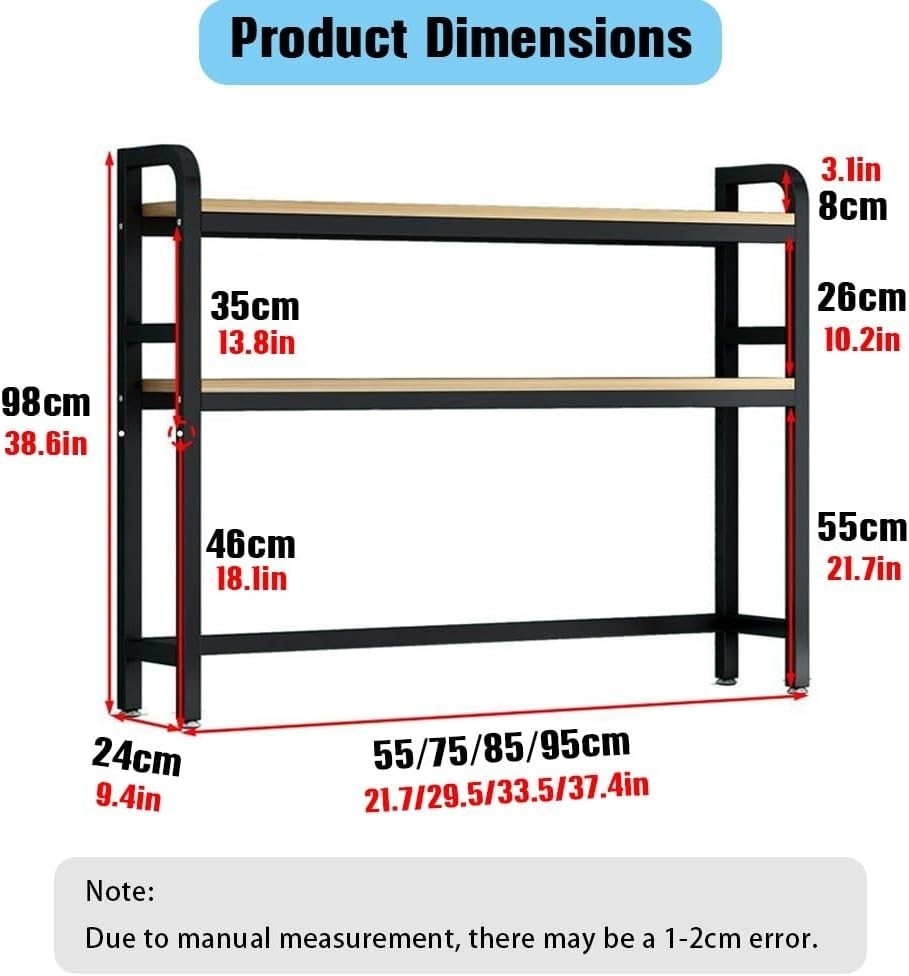 White 2-Tier Desktop Shelf Organizer | Extra-Wide Desk Hutch Rack 85×24×98cm