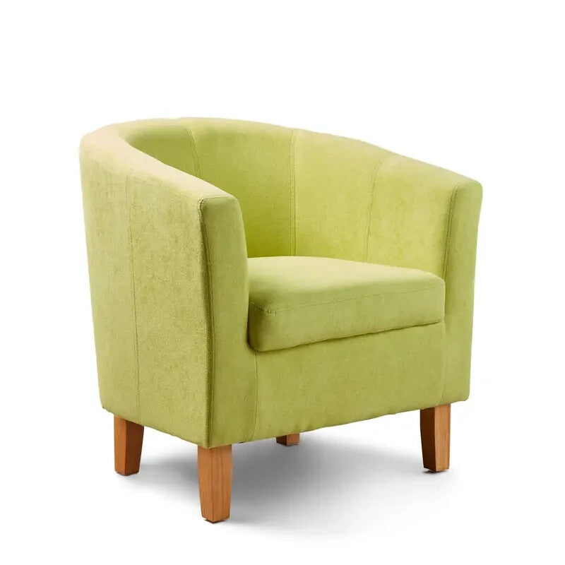 Apple Green Velvet Tub Armchair Lounge Chair Wooden Legs Living Room