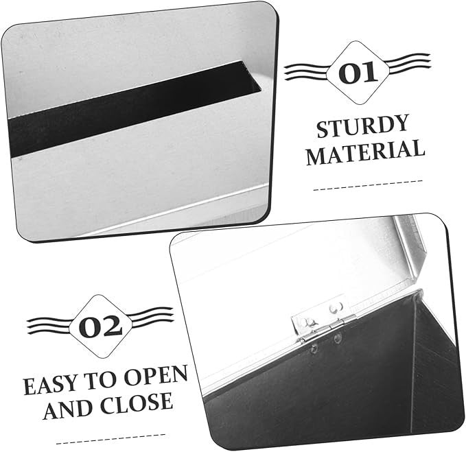 Wall Mounted Silver Mailbox Iron Retro Letter Box Outdoor Lockable Post Holder