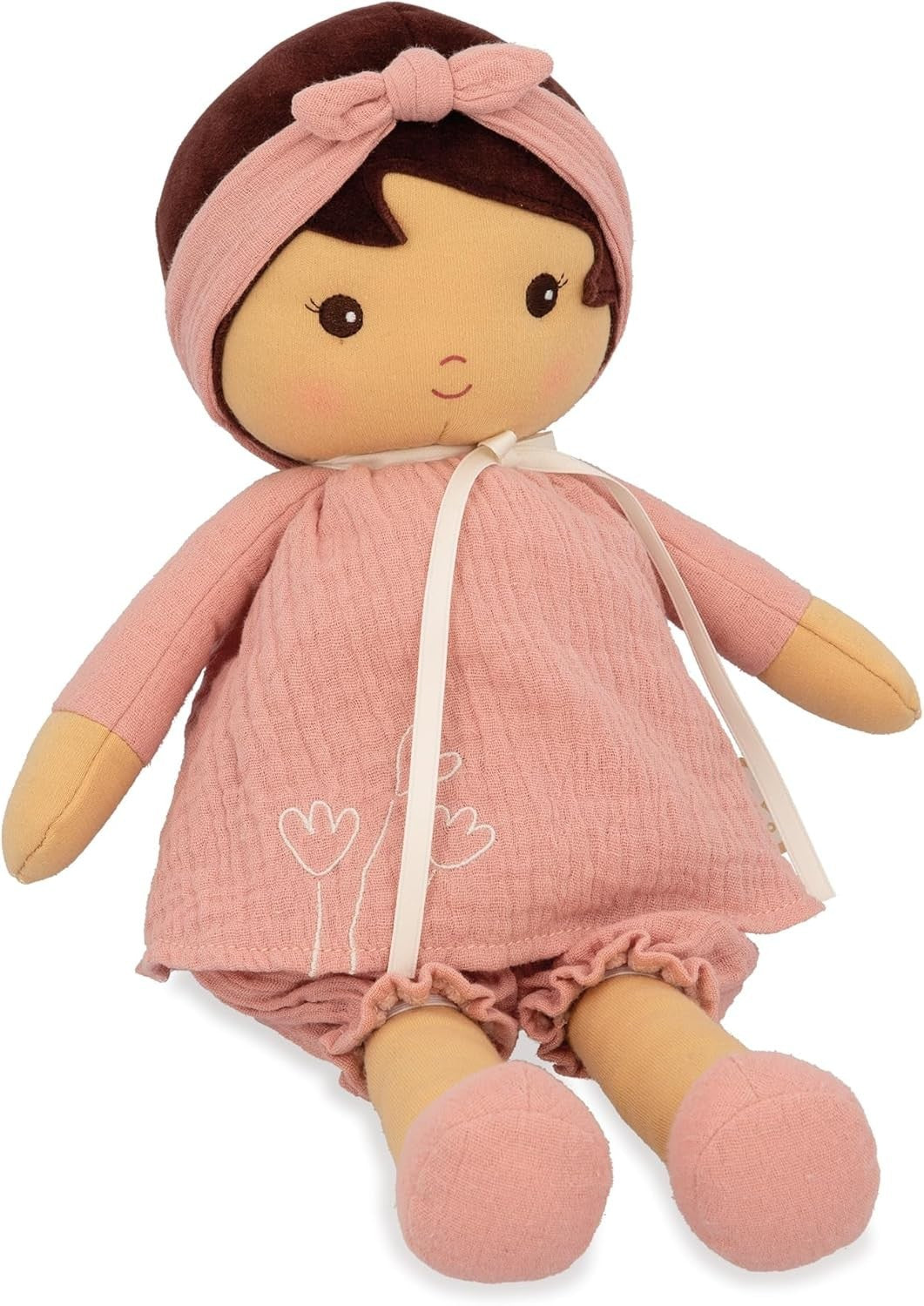 40cm Soft Fabric Rag Doll Muslin Dress Personalised Ribbon Newborn Baby Gift