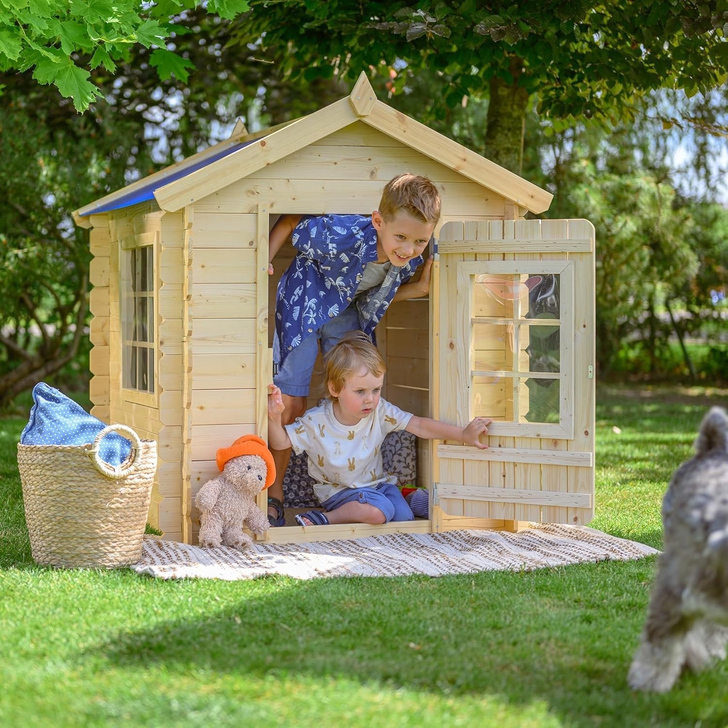 Wooden Kids Playhouse Outdoor Garden Wendy House Solid Wood