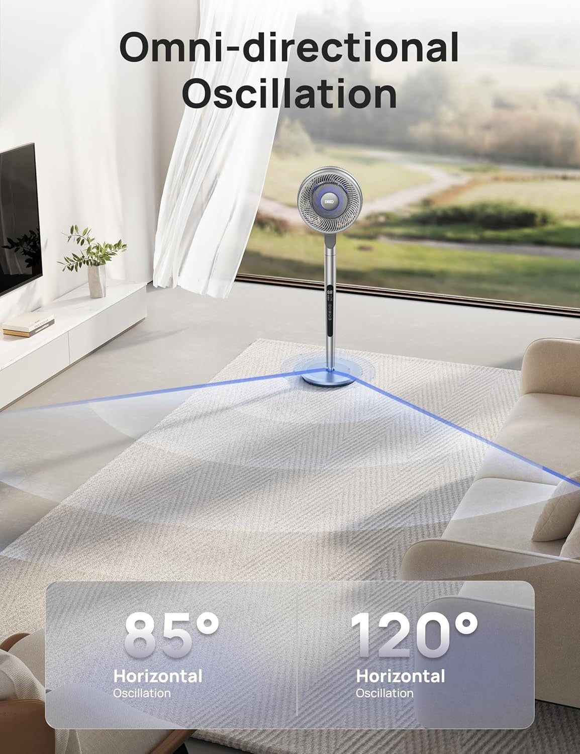 Smart Pedestal Fan 40–44" 10-Speed Quiet Cooling WiFi Voice Control Adjustable