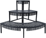 3 Tier Black Metal Plant Stand Indoor Outdoor Corner Flower Pot Display Rack