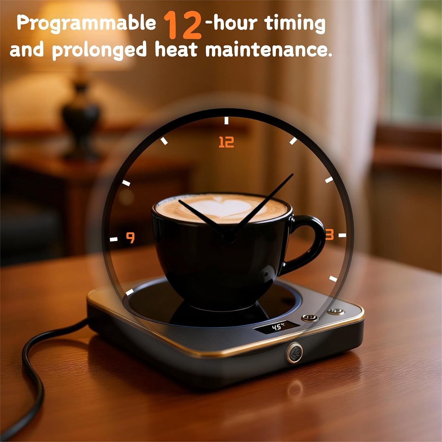 Smart Coffee Mug Warmer 3 Temp LED Desk Cup Heater Silver