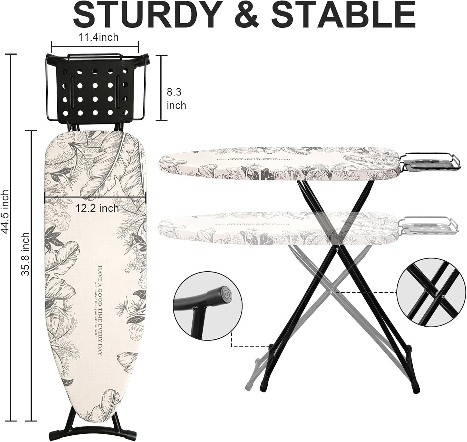 Adjustable Folding Ironing Board Height Adjustable Steel Frame Iron Holder