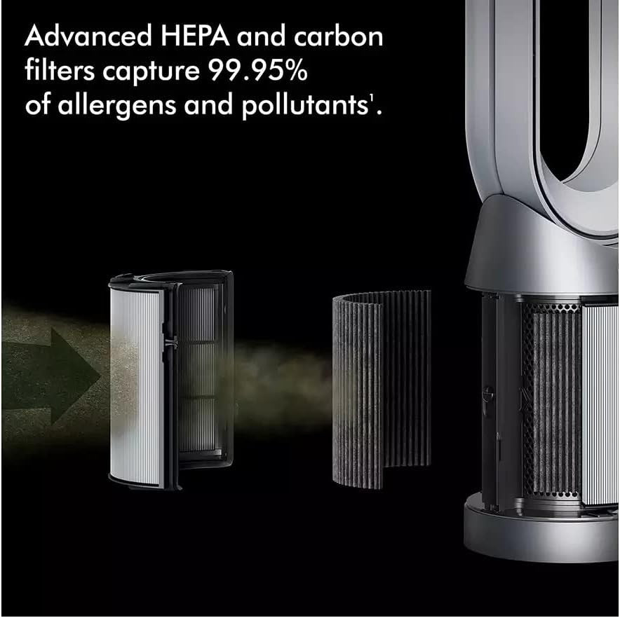 Tower Bladeless Air Purifier Fan HEPA Filter Voice Control Cooling 105cm Silver