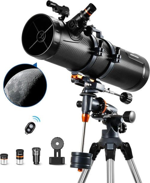 130mm Aperture 650mm Refractor Telescope for Adults & Beginners - Black