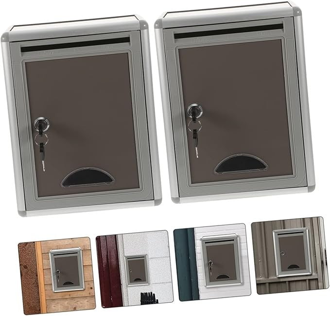 Lockable Wall Mounted Mailbox Set Metal Post Boxes for Home Office Security