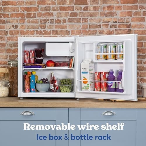 43L Tabletop Mini Fridge Compact White Small Refrigerator with Ice Box