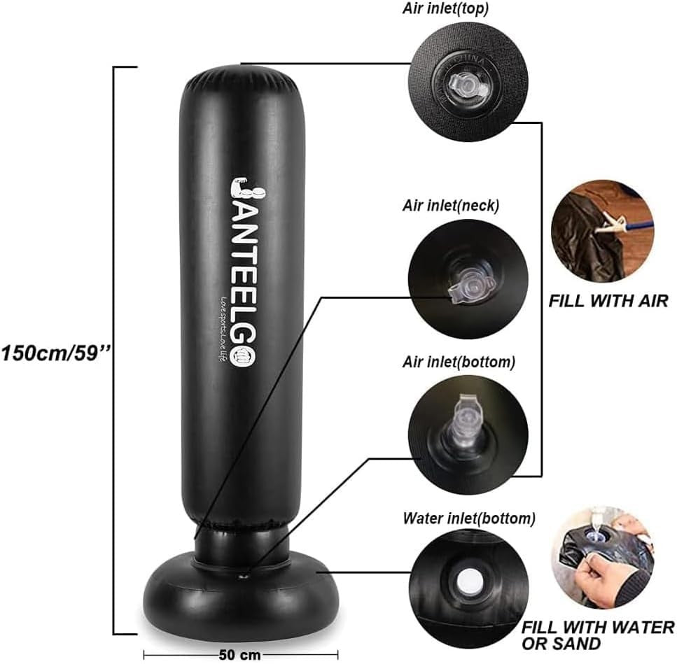 Kids Inflatable Punching Bag 59" Boxing Karate Training Set