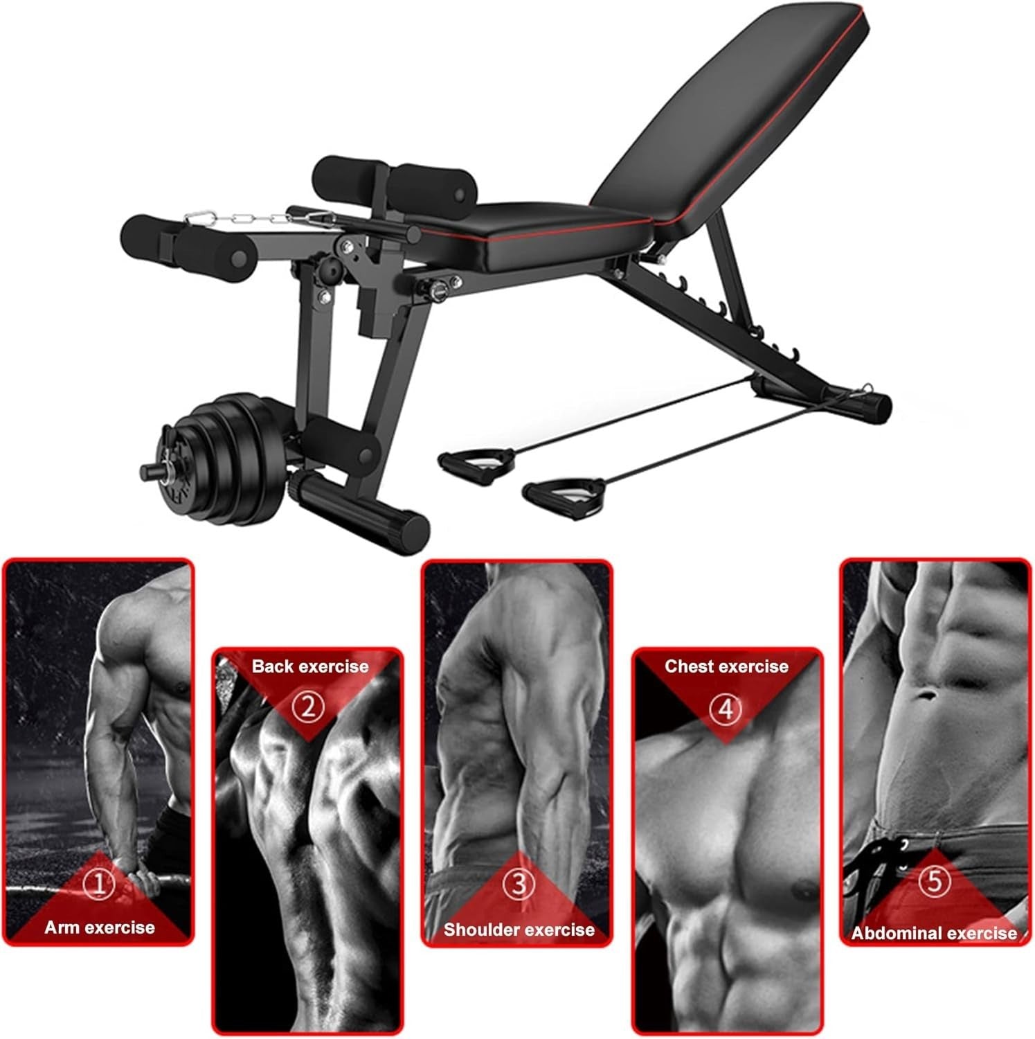 Multi-Angle Workout Bench With Leg Extension Curl 440lb Home Gym