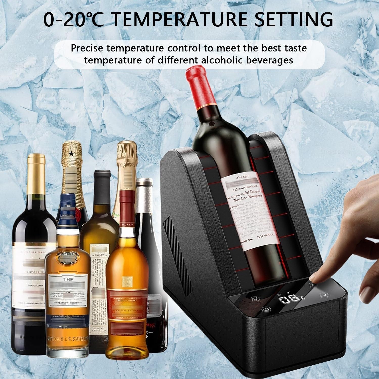 Electric Wine Chiller Single Bottle Cooler Digital Display Stainless Steel