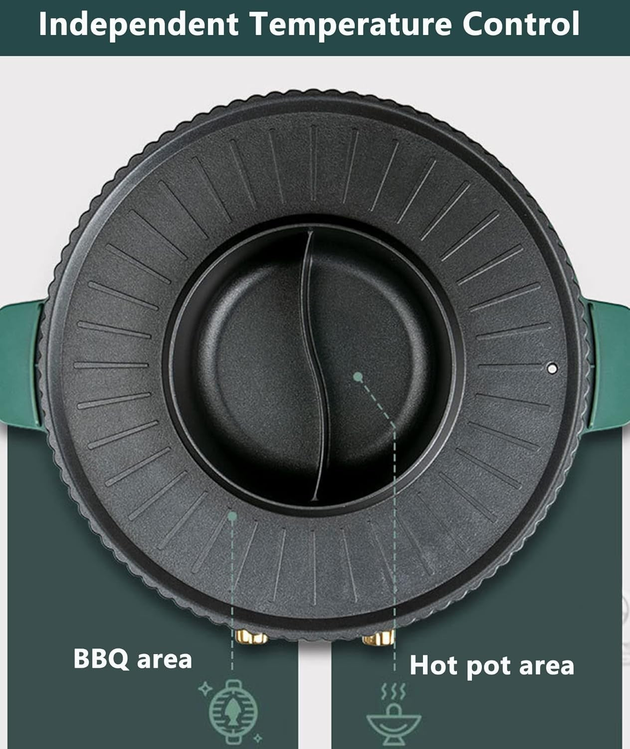 Korean BBQ Electric Grill With Hot Pot 2-in-1 Non-Stick Tabletop Cooker 1500W