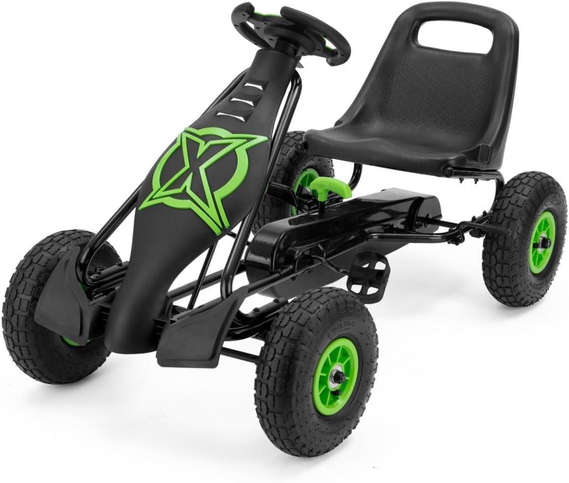 Kids Pedal Go Kart Ride On Race Car Rubber Tyres Handbrake Seat 50kg