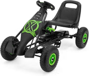 Kids Pedal Go Kart Ride On Race Car Rubber Tyres Handbrake Seat 50kg