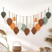 Large Macrame Leaves Wall Hanging Boho Tapestry 120x39cm