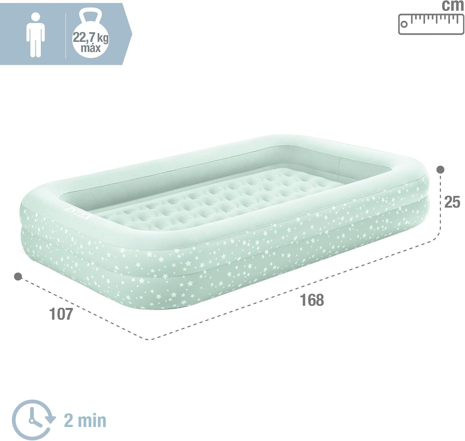 Kids Travel Air Bed with Hand Pump – Inflatable Single Mattress for Camping & Sl