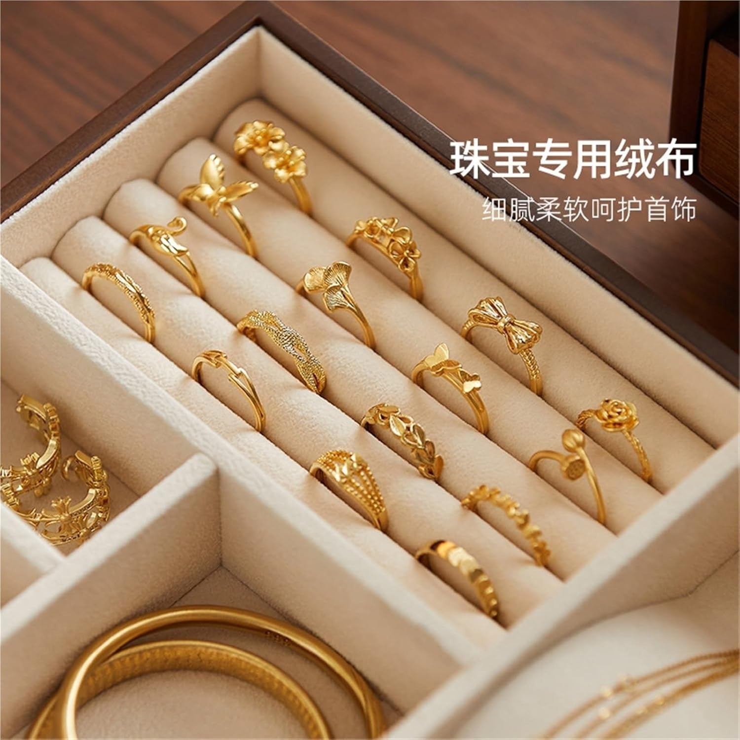 Large Wooden Jewelry Armoire Multi Layer Organizer Luxury Storage Box