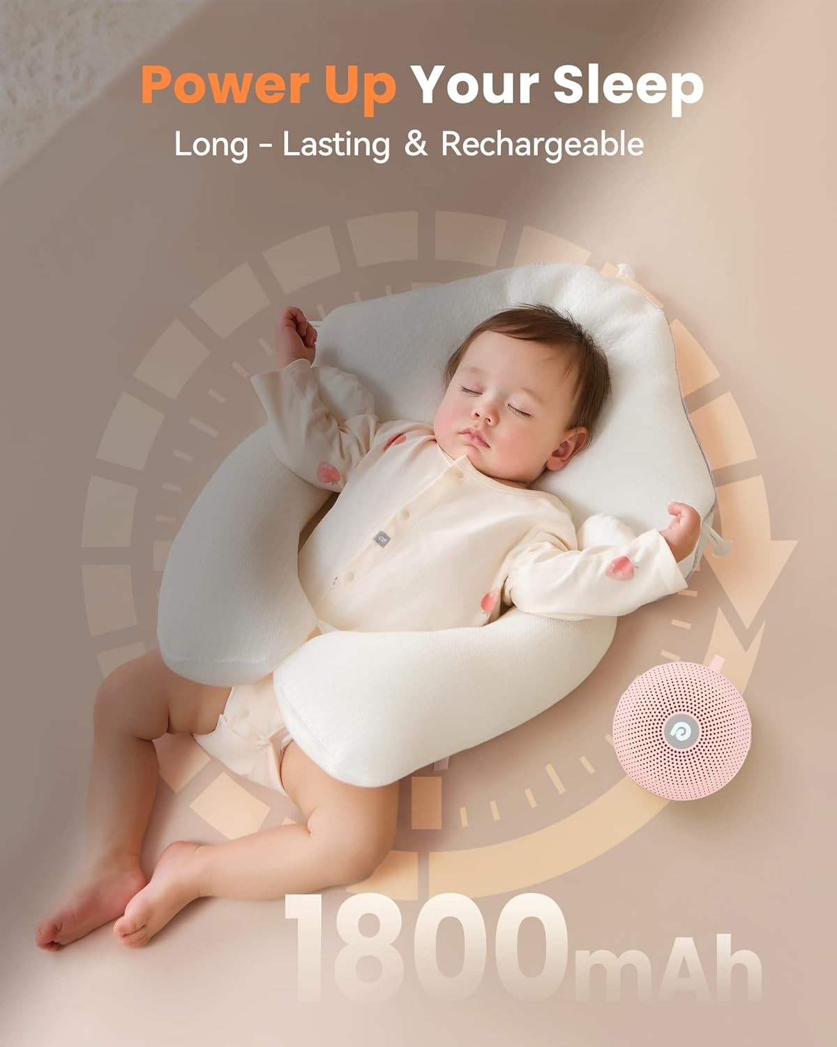 Portable Pink Noise Machine for Baby & Adults – 21 Soothing Sounds, Timer, Rech