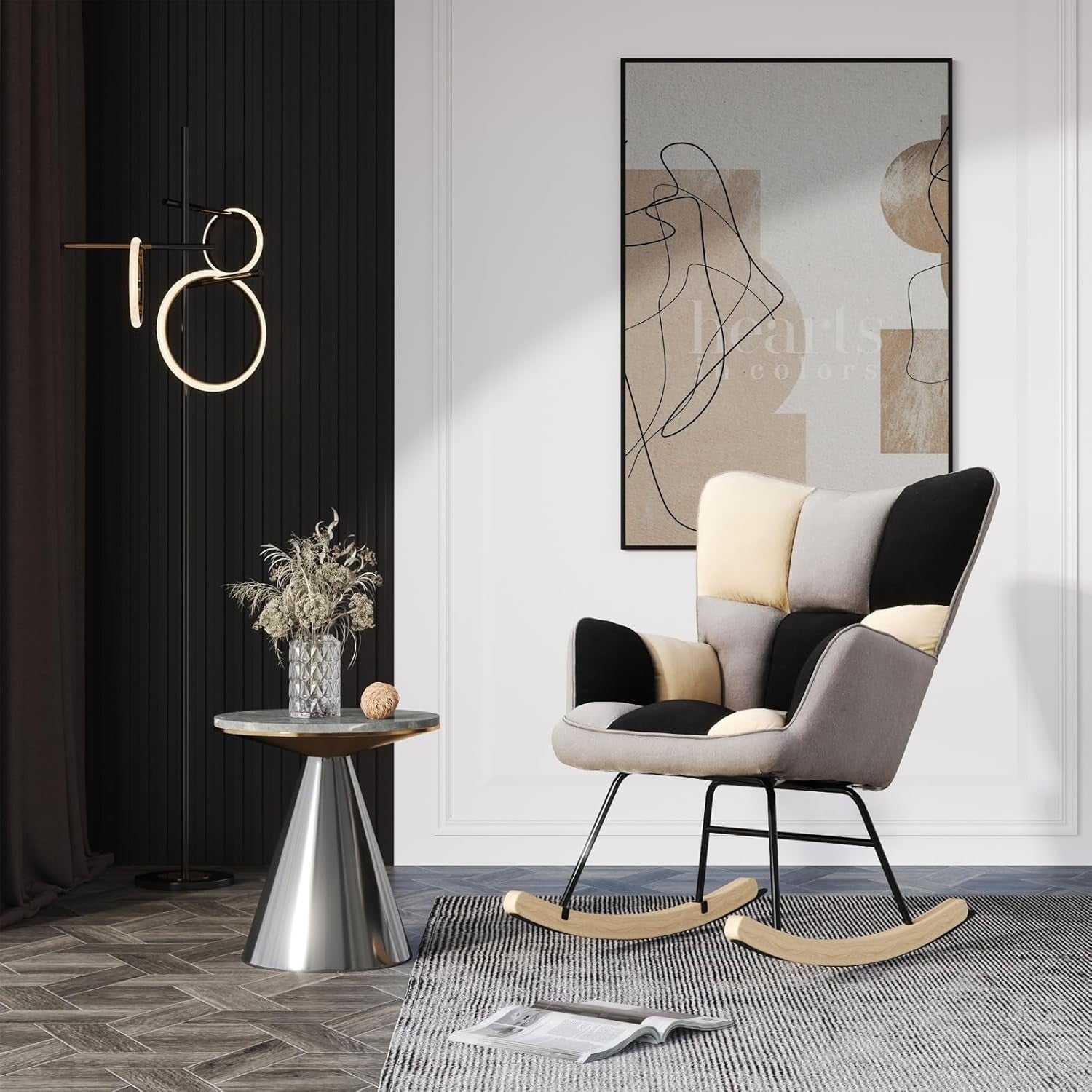 Comfortable High Back Rocking Chair with Cushioned Seat & Durable Frame