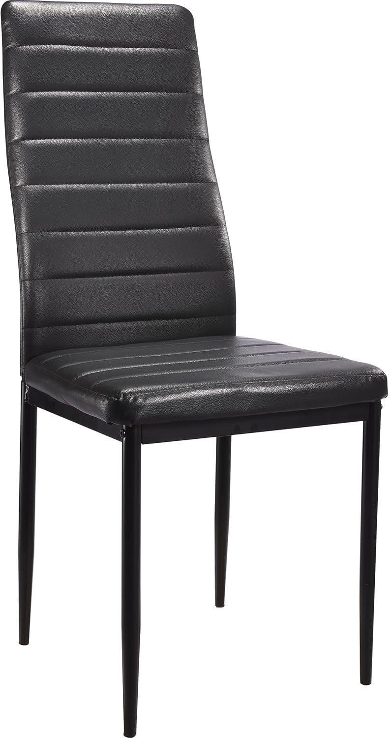 Modern Dining Table Set 6 PU Leather Chairs White Black 140cm x 80cm