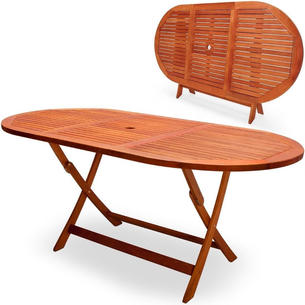 Foldable Acacia Wood Garden Dining Table Outdoor Patio Space Saving