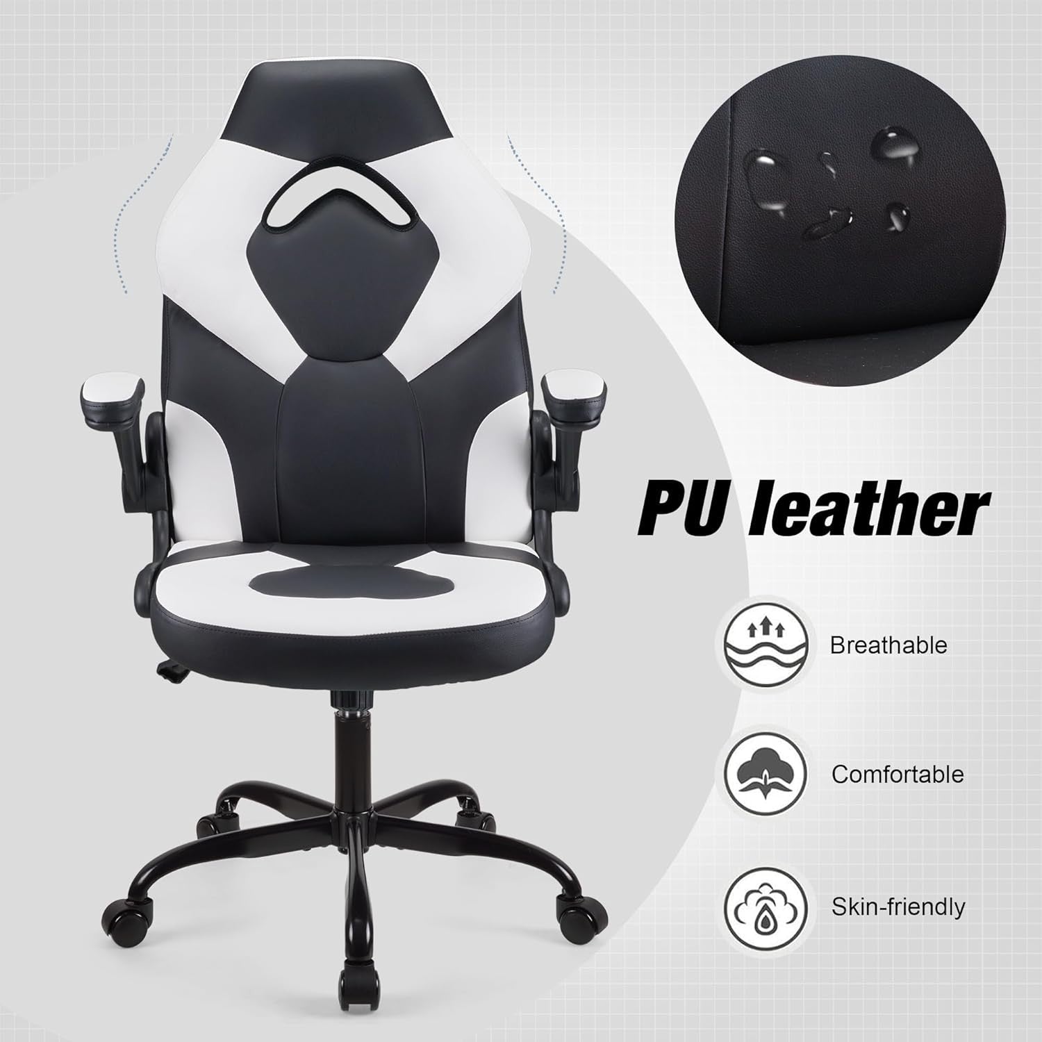 Ergonomic White Gaming Chair Recliner Office Swivel Computer Desk Seat New