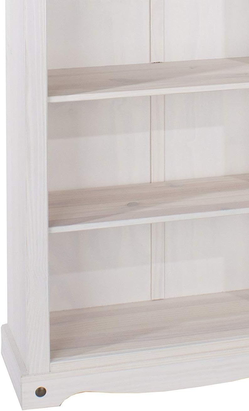 Solid Pine 5 Tier Tall Bookcase Wooden Storage Shelves White