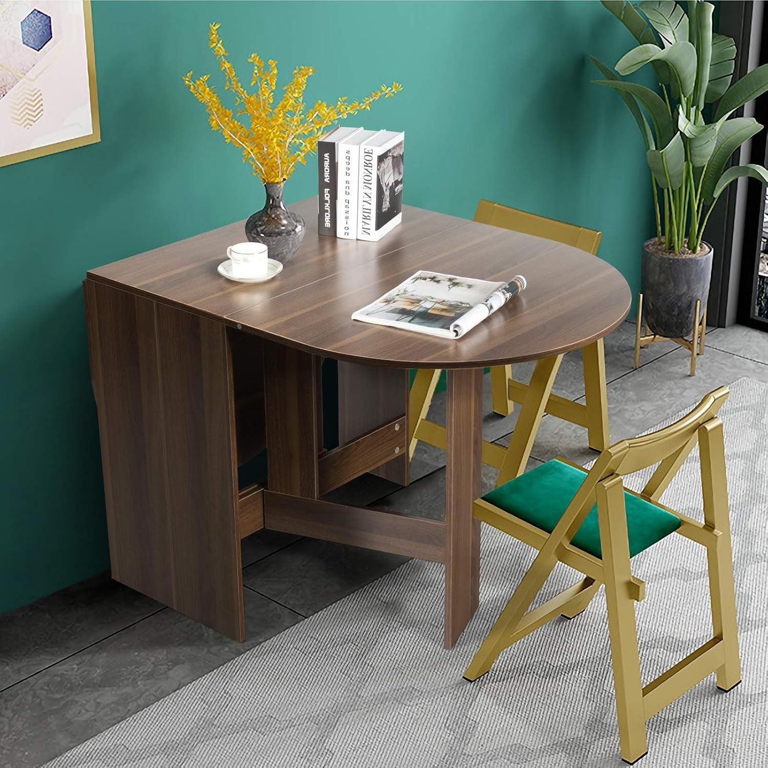 Expandable Folding Drop Leaf Dining Table Wooden Desk Small Space