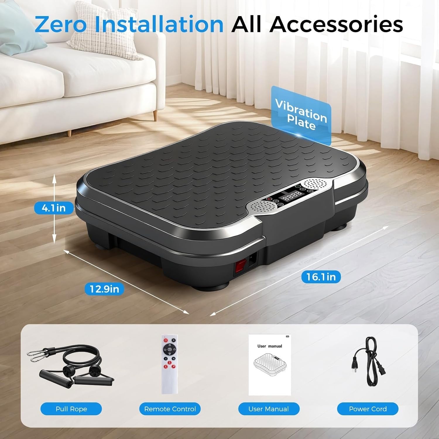 Black Vibration Plate Exercise Machine 400lb Lymphatic Drainage 250 Speeds