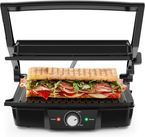 4 Slice Panini Press Grill 700W Non Stick 33.2cm Black