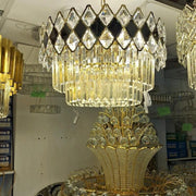 Luxury 50cm Crystal Chandelier Ceiling Light Gold Frame Modern LED E14 Bulbs