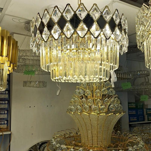 Luxury 50cm Crystal Chandelier Ceiling Light Gold Frame Modern LED E14 Bulbs