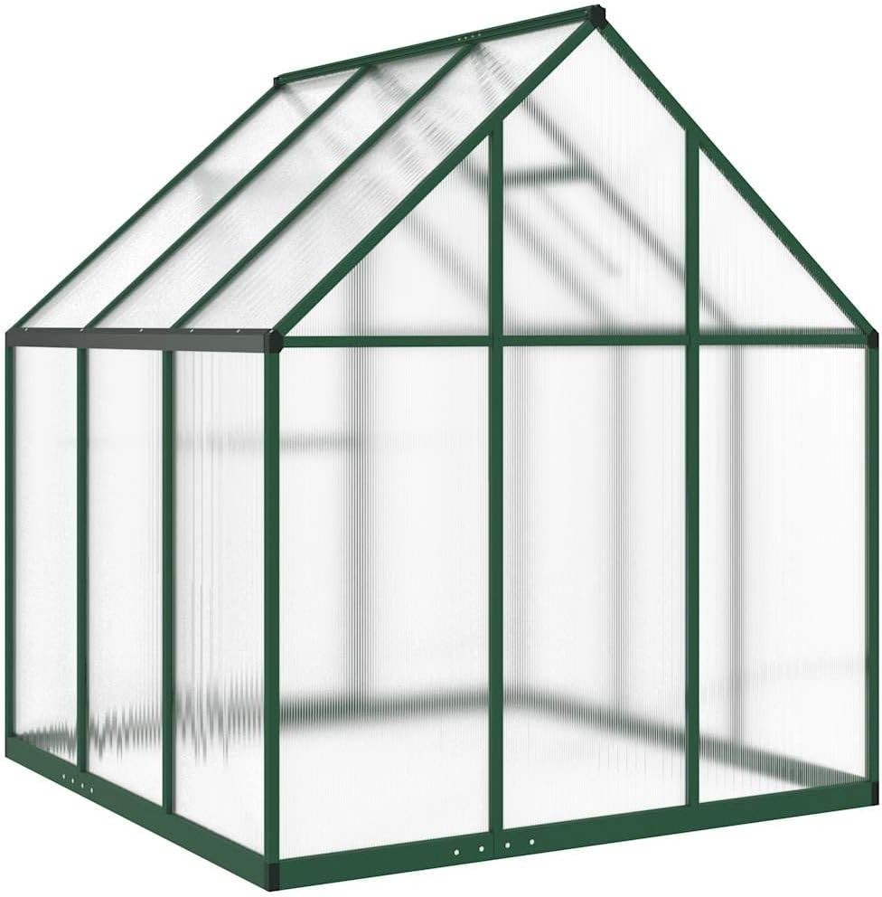 Large Aluminium Greenhouse 169x169x195cm Polycarbonate Panels with Base Frame