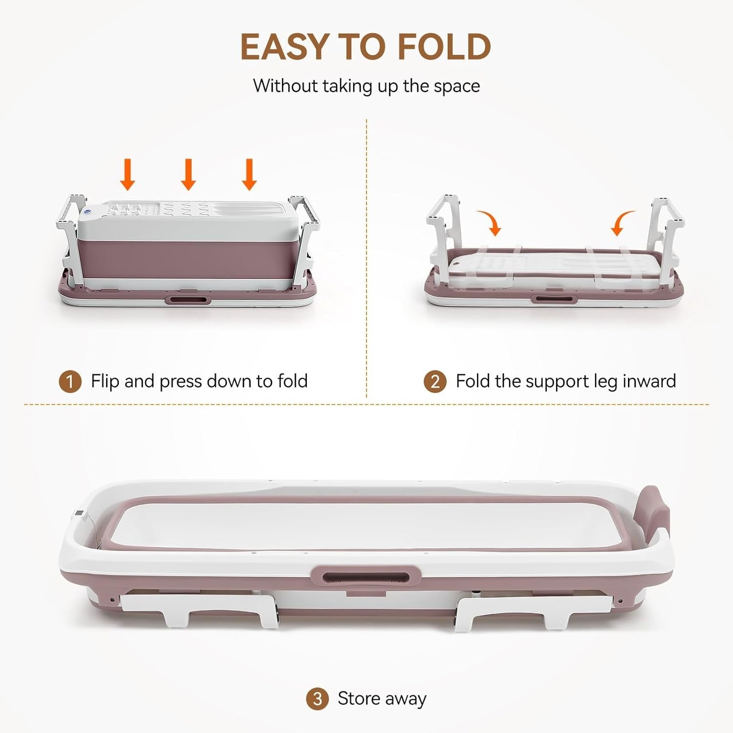 Portable Foldable Adult Bathtub 153x54x61cm Pink Spa & Steam Bath with Lid