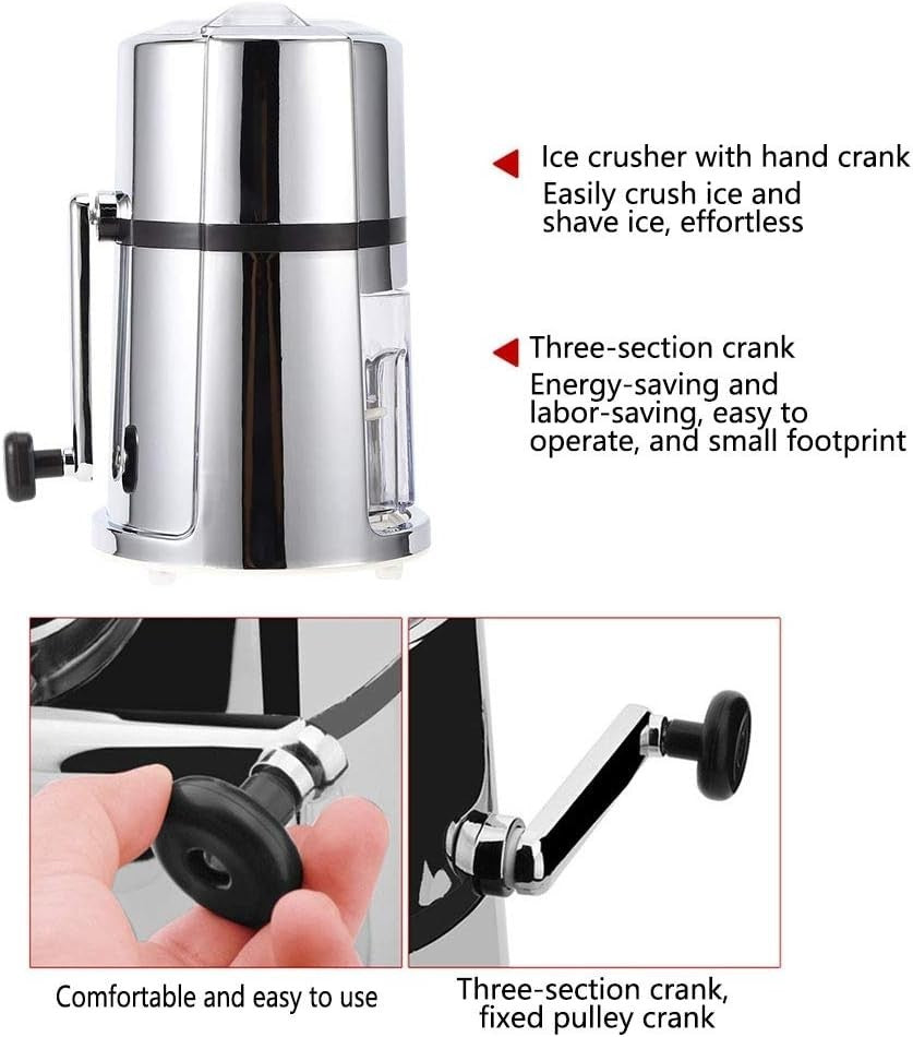 Manual Ice Crusher Portable Stainless Steel Blade Drink Ice Shaver