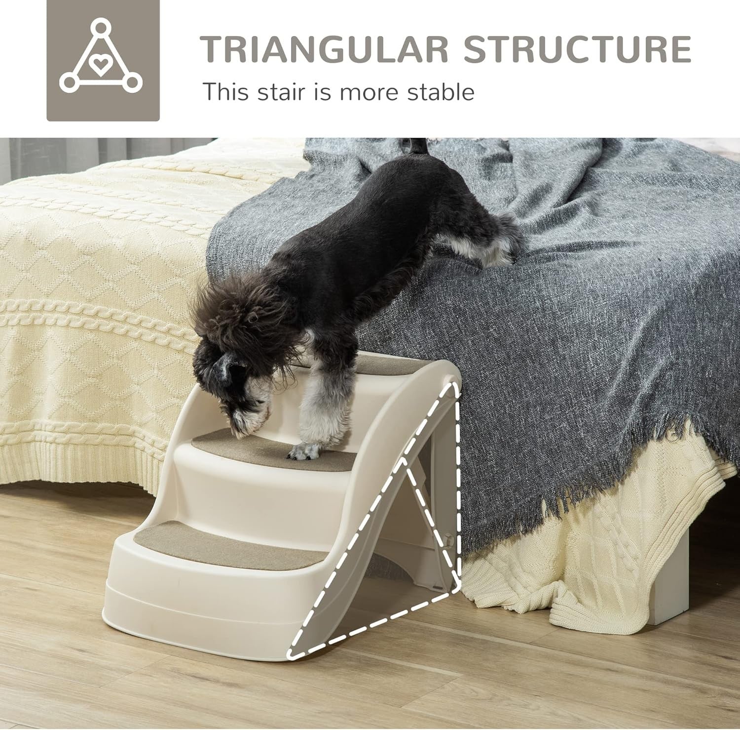 Foldable Dog Steps 3 Tier Pet Stairs Non Slip  Bed Sofa 49x38x38cm