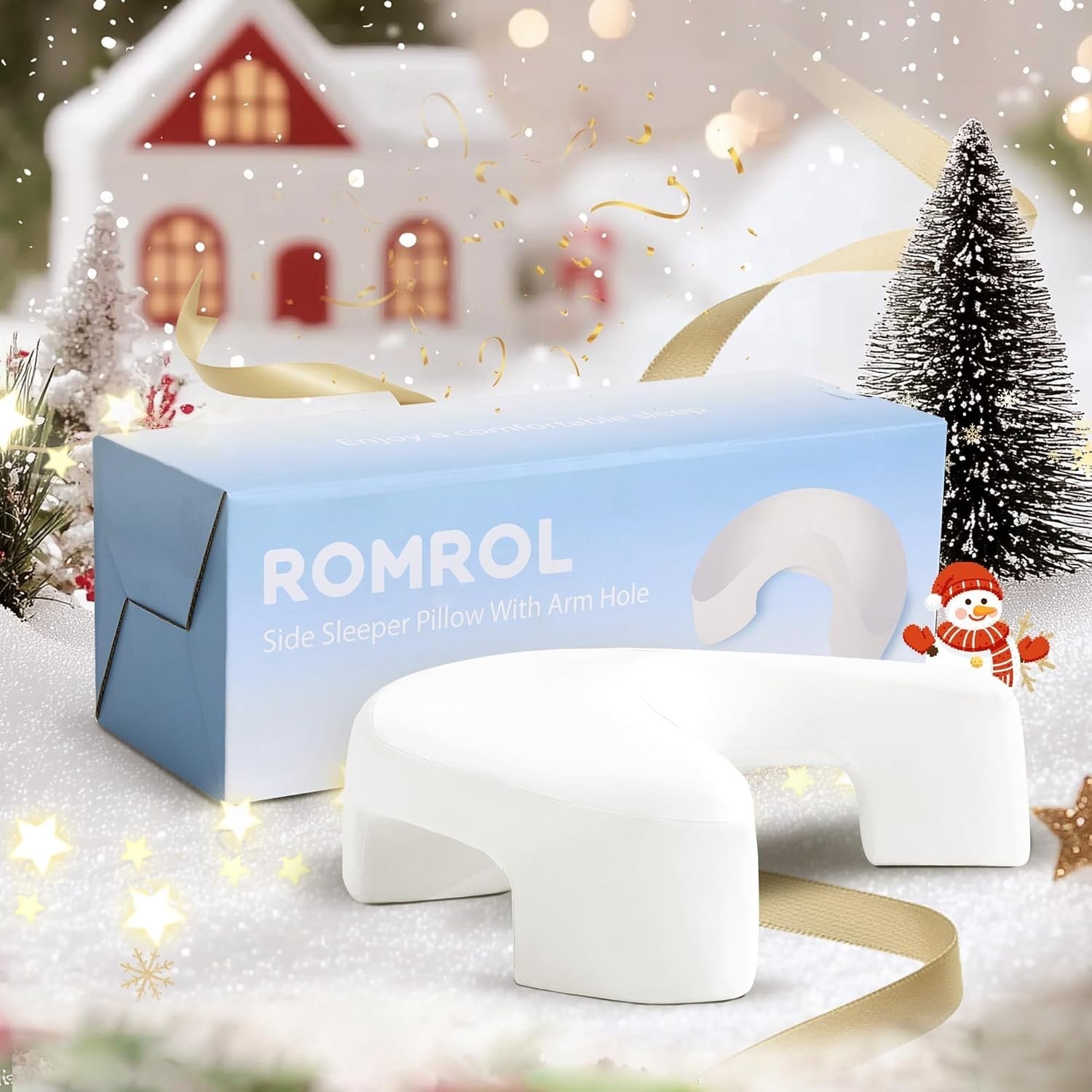 Ergonomic Side Sleeper Pillow with Arm Hole Memory Foam Neck Support