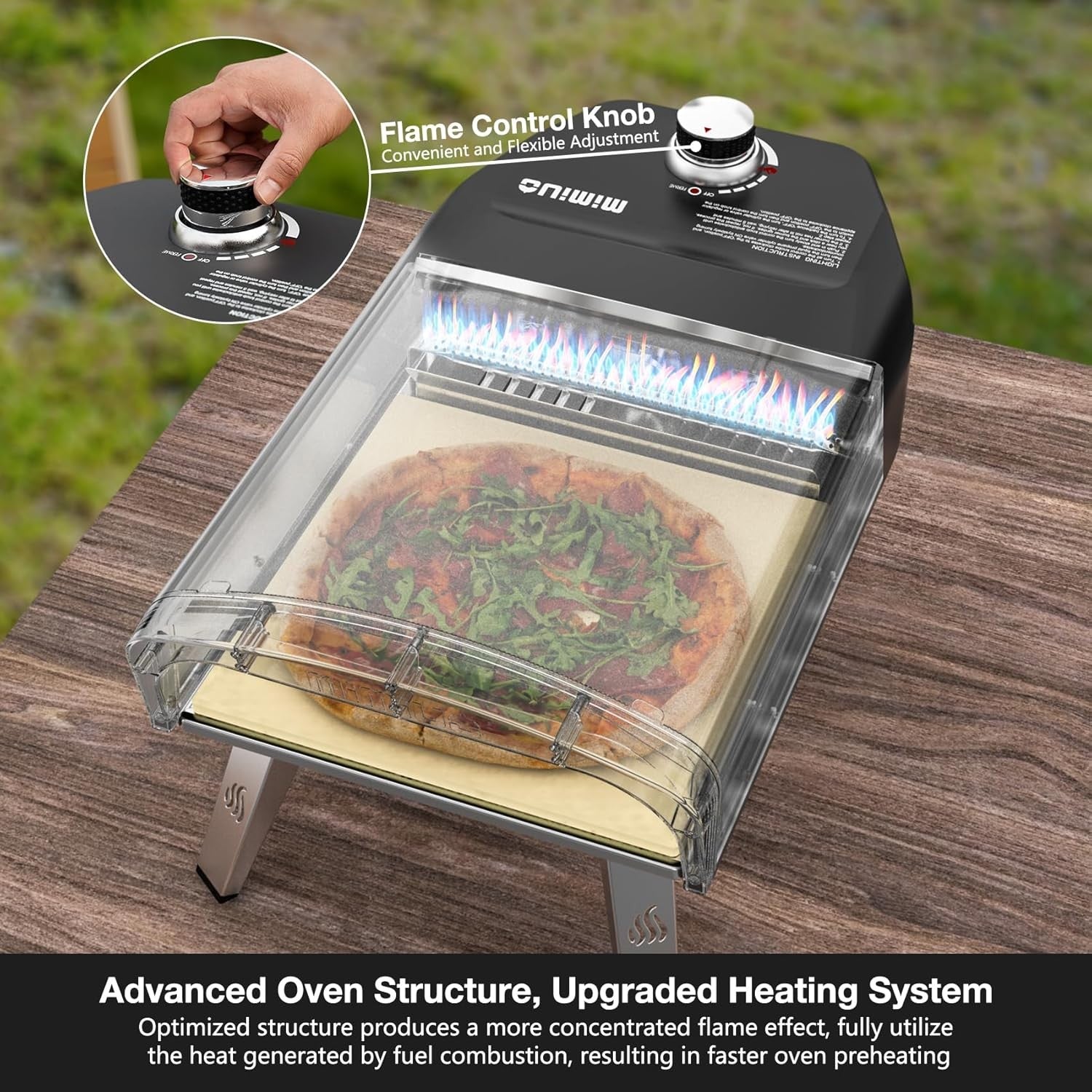 Outdoor Gas Pizza Oven 12" | Portable Black BBQ Oven w/ Stone, Peel & Cover