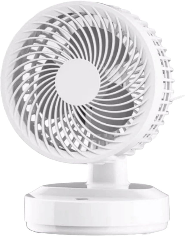 White Compact Desktop Fan – Silent 3-Speed Oscillating Mini Table Cooling Fan