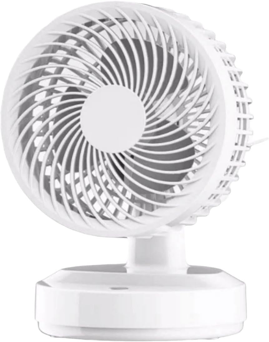 White Compact Desktop Fan – Silent 3-Speed Oscillating Mini Table Cooling Fan